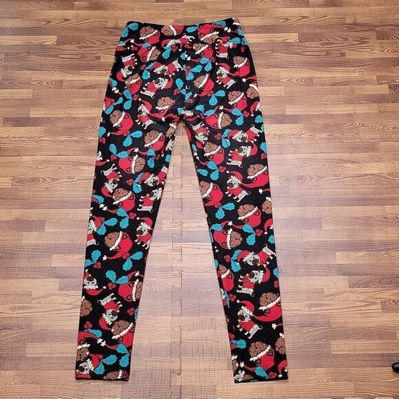 LuLaRoe Pug Holiday Leggings one size - Picture 7 of 8